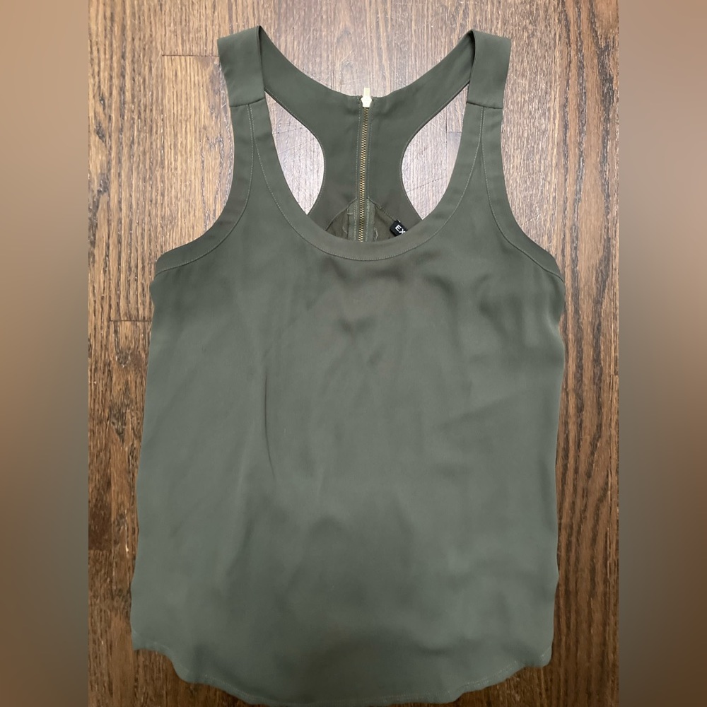 Green tank with gold zipper